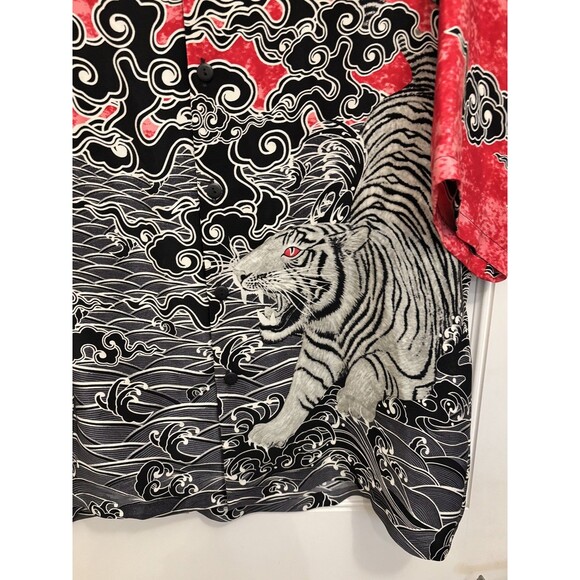Anne Namba Hawaii Men's large Silk Aloha Shirt Tiger retro rare unique - Picture 7 of 9